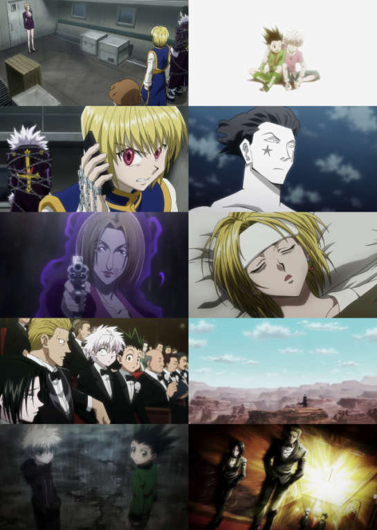 During the scene where leorio and kurapika stare, there's a song